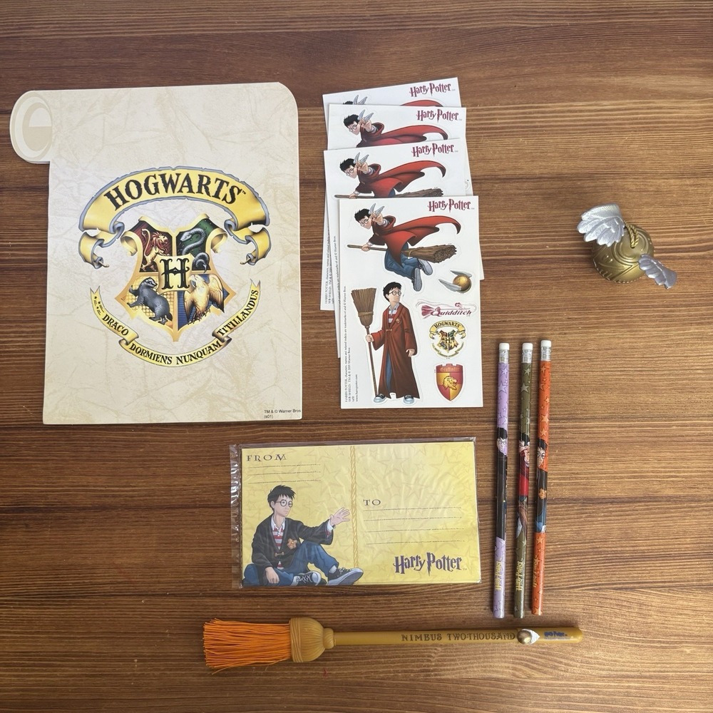 Harry Potter Stationery Lot Stickers Pencils Broom Pen Scroll Hedwig & More